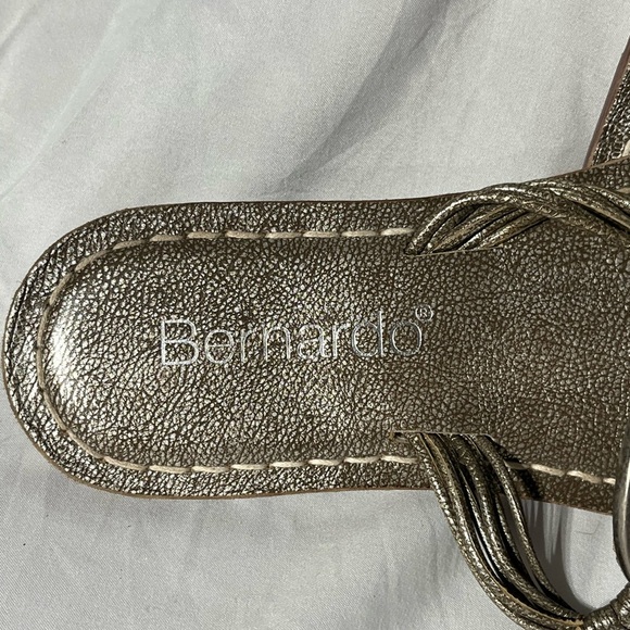 Bernardo Bronze / Silver Medallion Embellished Leather Thong Sandal - $198 - Picture 6 of 10